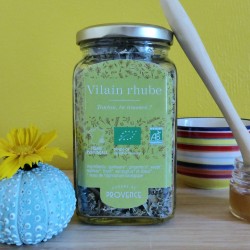 In a rectangulaire jar (50gr) Vilain Rhube - organic cold and cough tea